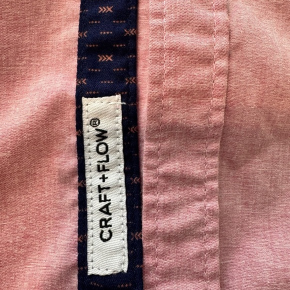 SALE 🏷️Craft & Flow Light Red Button Up Short Sleeve Shirt Men's Size XL - Picture 4 of 9